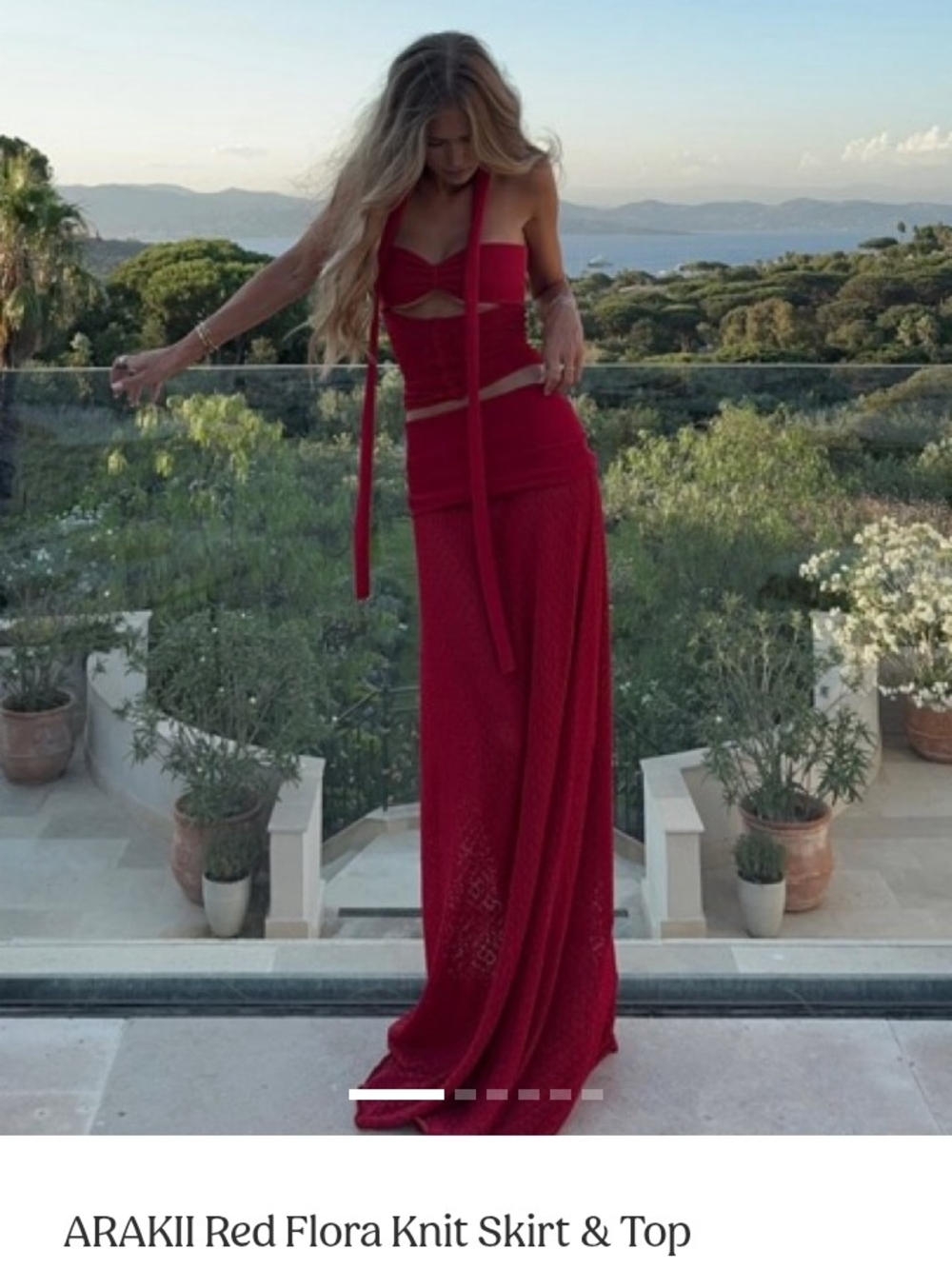 Red Knit Cut-Out Crop Top & Maxi Skirt Set